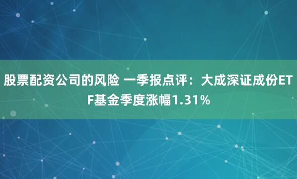 股票配资公司的风险 一季报点评：大成深证成份ETF基金季度涨幅1.31%