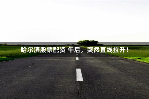 哈尔滨股票配资 午后，突然直线拉升！