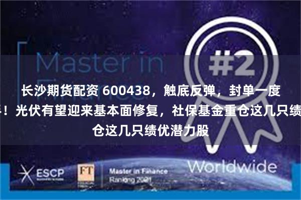长沙期货配资 600438，触底反弹，封单一度超90万手！光伏有望迎来基本面修复，社保基金重仓这几只绩优潜力股