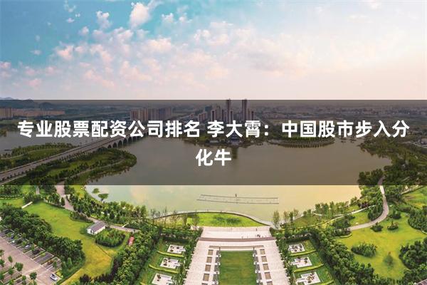 专业股票配资公司排名 李大霄：中国股市步入分化牛