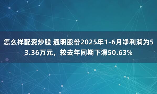 怎么样配资炒股 通明股份2025年1-6月净利润为53.36万元，较去年同期下滑50.63%